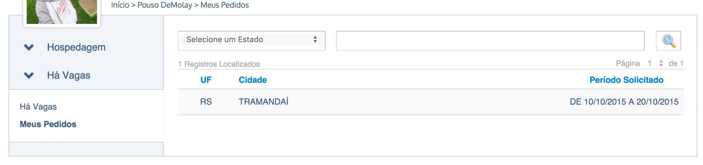 Uma pessoa que se candidatou terá acesso aos seus